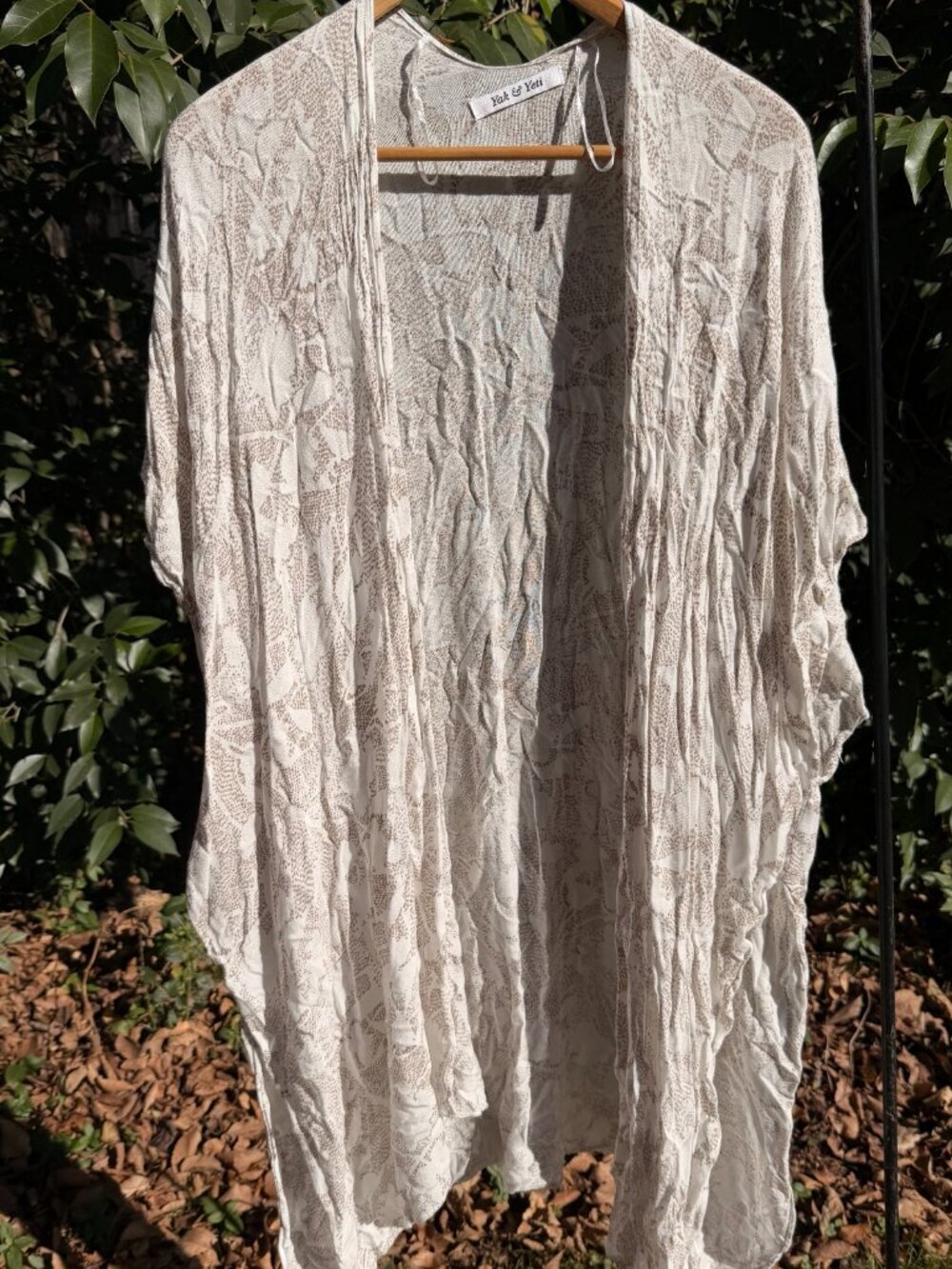 Yak & Yeti Neutral Lace-Pattern Kimono – Lightweight Boho Layer, One Size